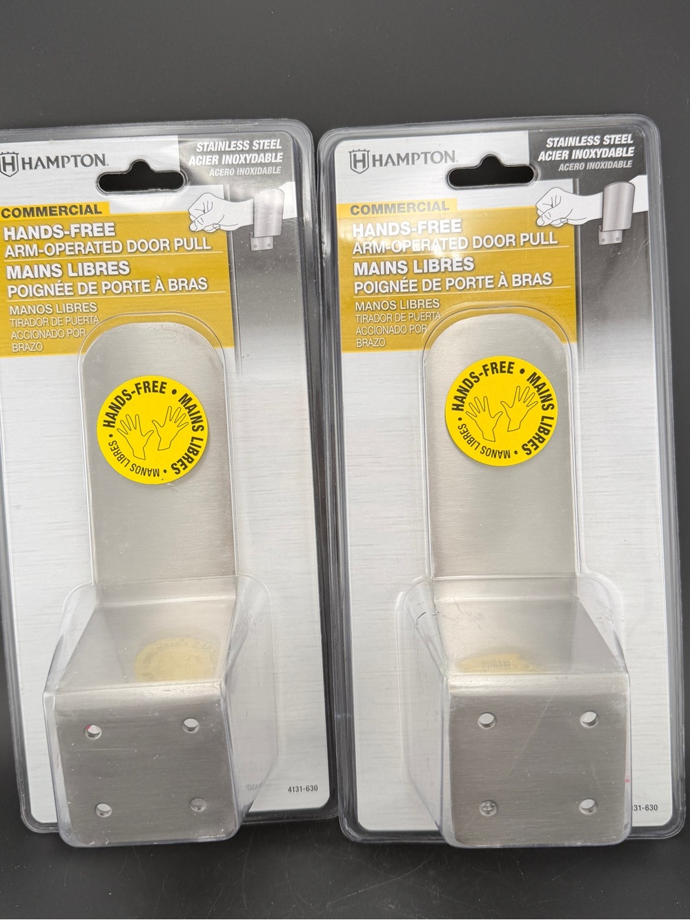 Hampton Stainless Steel Hands-Free Arm-Operated Door Pull - Silver (Set of 2)